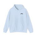 Minimalist Arch Logo Hoodie — Small Chest Graphic Casual Pullover